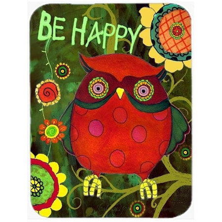 Carolines Treasures PJC1027LCB Be Happy Oh Yeah Owl Glass Cutting Board; Large